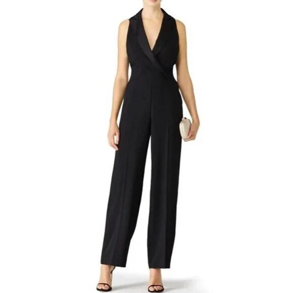 Trina Turk Pants - Trina Turk Womens Sleeveless Glitter Jumpsuit Size 4 Black Metallic Straight Leg